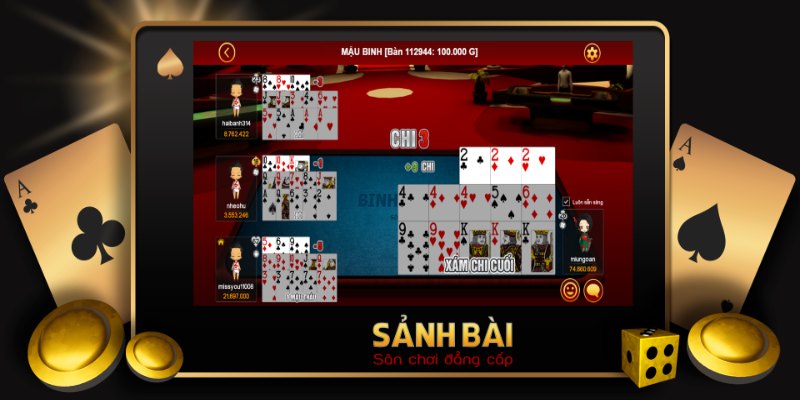 Sảnh game bài có giao diện đẹp